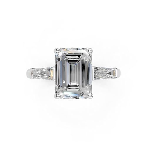 1-5 Carat 14K 18K Gold Platinum Emerald Cut 4 Prong Baguette Accent Lab Grown Diamond Ring, Engagement Anniversary, Wedding, IGI Certified, Promise Rings for Women (1-5 Ct, F-G Color, VS1-VS2 Clarity)4