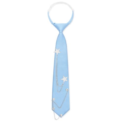 Qutdiuzy Metal Chain Ties for Women, Pre-tied Womens Tie Adjustable Necktie