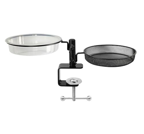 Deck Bird Feeder and Bath Platform Birdseed Tray Railing Handrail Mount Metal Feeder and Water Bowl for Wildbird Feeding