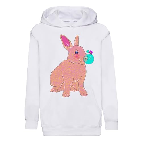 Sweat à capuche enfant blanc idéal pour l'école avec motif la baleine et lapin