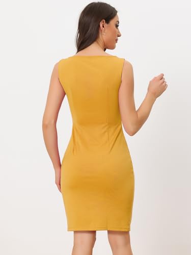 Image of Allegra K Sheath Dress for Women's Business Teacher Sleeveless Boat Neck Dressy Casual Office Dresses
