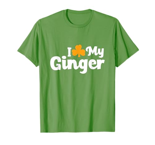 I Love My Ginger Redhead Shamrock St Patricks Day irlandese Maglietta