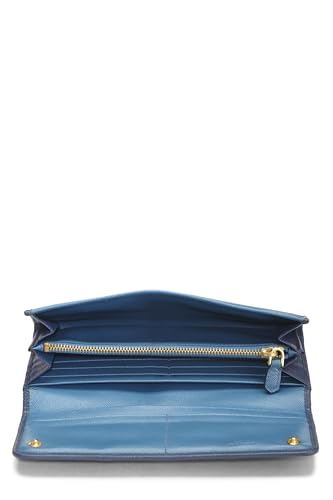 Pre-Loved Blue Saffiano Continental Wallet, Blue4
