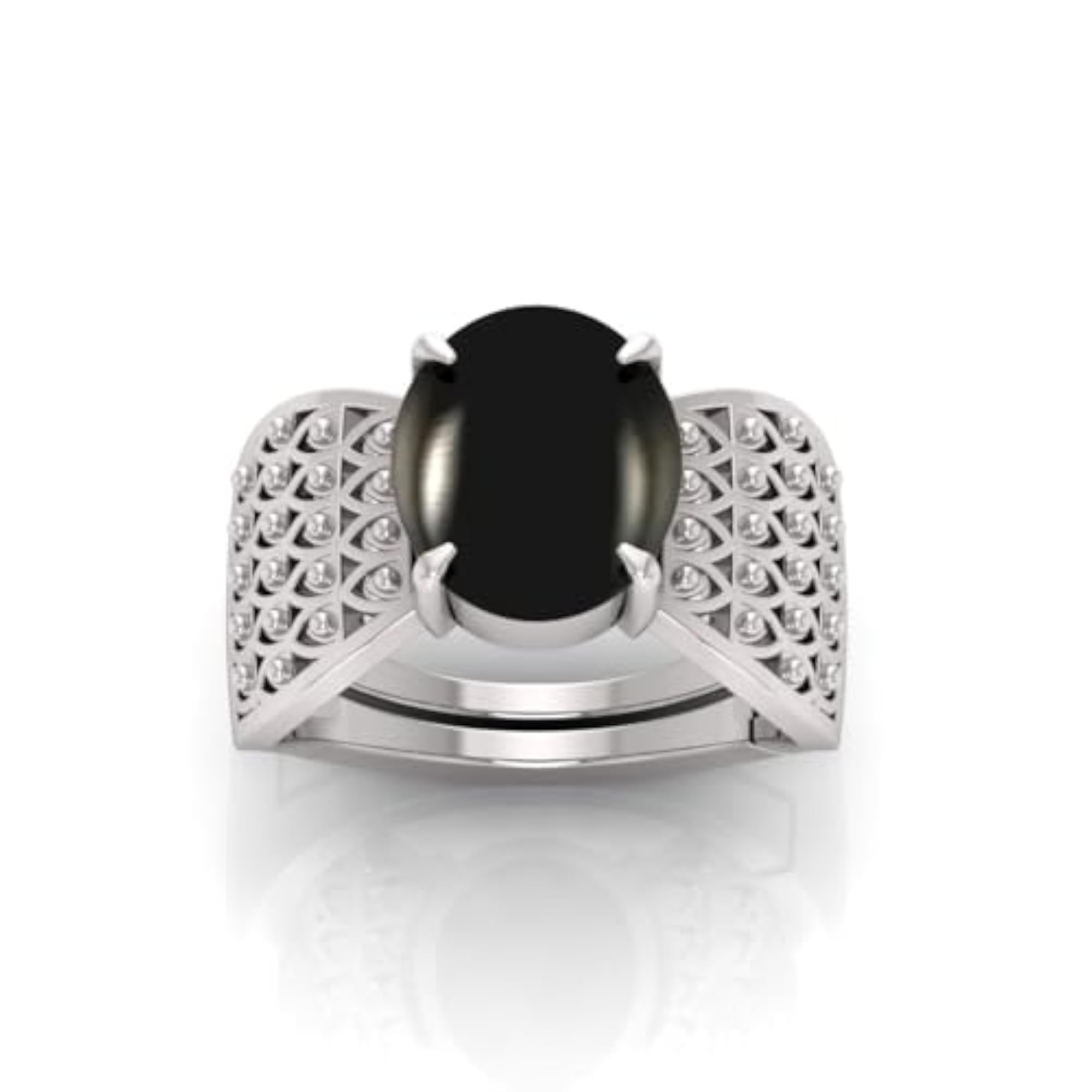 7.25 Ratti Black Hakik Agate Adjustable Ring, Certified