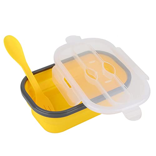 Lunchbox, opvouwbare lichtgewicht lunchboxcontainer Siliconen draagbaar voor picknick voor op reis voor buiten(geel) - Image 5