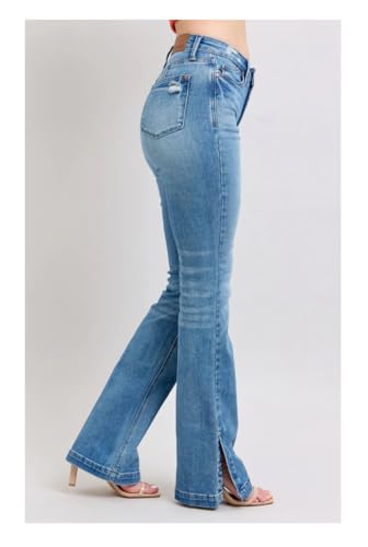Judy Blue High Waist Tummy Control Vintage Wash Side Slit Slim Boot Jeans, 889302