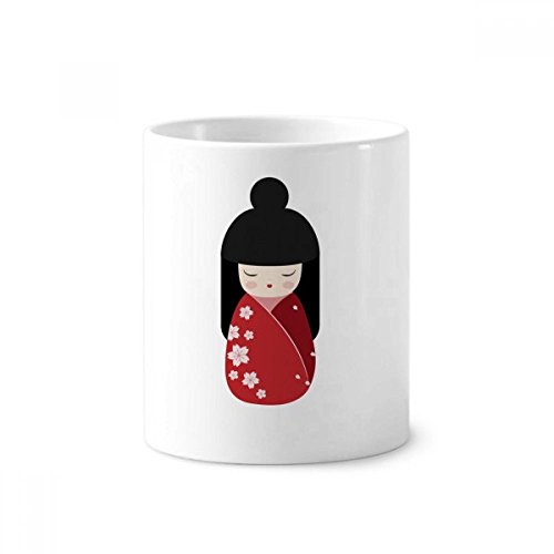 Tasse blanche céramique kimono pour organiser stylos et brosses à dents