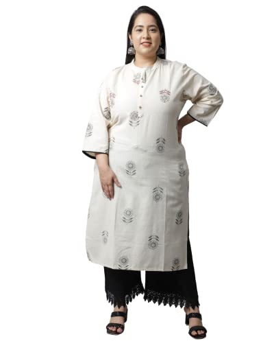 Image of Rajnandini Women's Cotton Regular Fit Jaipuri Printed Kurti (JOPLJPR10X)