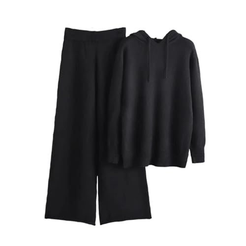 Women Knit Tracksuit Hooded Sweater and Harem Pants Set Winter