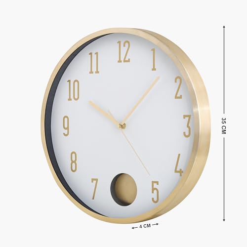 Image of Home Centre Casablanca Glimmer Aluminium Pendulum Wall Clock - 35cm