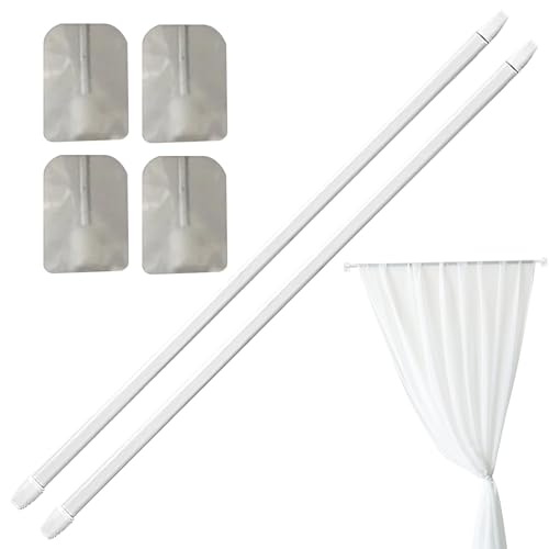 Cortinas telescópicas, extensibles para ventana, longitud ajustable, suministros para el hogar con 4 ganchos para baño, dormitorio, sala de estar, apartamento
