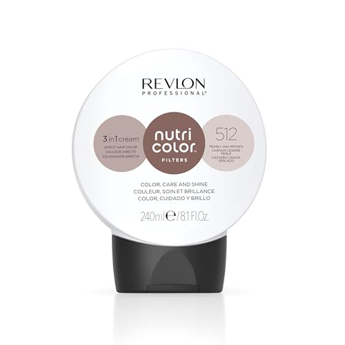 REVLON PROFESSIONAL Nutri Color Filters, Mascarilla de Coloración Temporal para el Pelo, Brillo Intenso, Tinte Pelo Mujer Tono 512 Castaño Ceniza Perlado, 240 ml