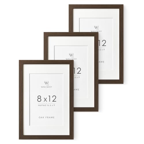8x12 Picture Frame, Solid Oak Wood 8x12 Photo Frames with Mat to 6x9