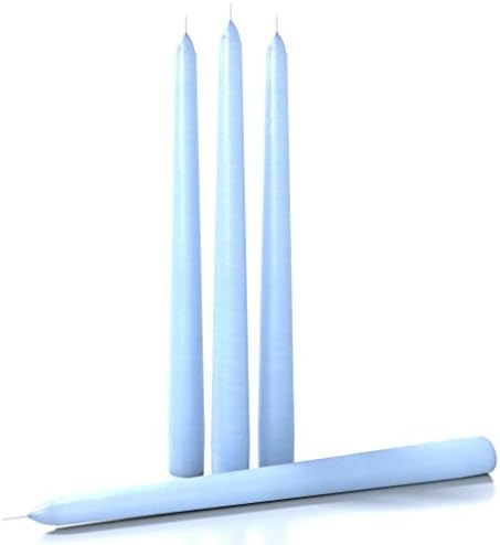 CANDWAX 10 inch Taper Candles Set of 4 - Dripless Taper Candles and Unscented Candlesticks - Perfect as Dinner Candles and Household Candles - Light Blue Candles