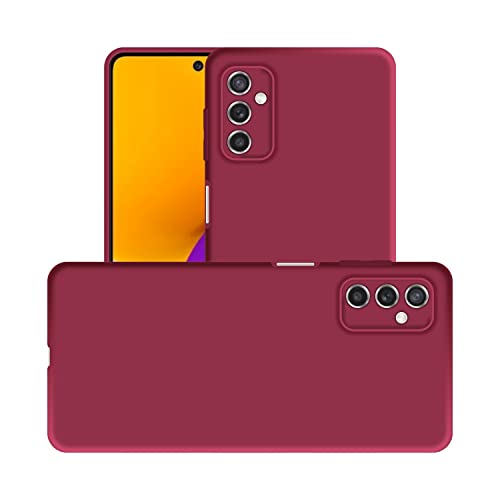 Image of Case Creation Liquid TPU Silicone Cover for Samsung Galaxy M52 5G Soft Case,Anti-Dirty Slim Case Frosted Matte Cute TPU Raised Bezel (Splash of Color) Back Case Cover for Samsung M52 5G - Glamour Red