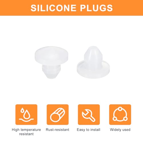 Image of uxcell 28Pcs Silicone Plugs, Rubber Round Snap in Locking Hole Plugs for 3.5-4mm Hole, Hole Stoppers Waterproof Hole Plug for Metal Tube, Furniture End Caps Inserts, Translucent