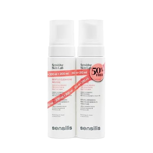 Sensilis - Gentle Cleansing Mousse, Espuma Limpiadora Hidratante, Calmante, Antipolución, con Ácido Hialurónico y Vitamina B5, para Pieles Sensibles y Reactivas - 2 x 200 ml