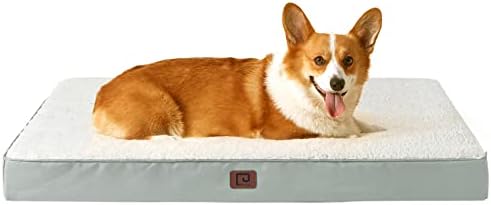 EHEYCIGA XXL Dog Bed Washable with Removable Cover, Orthopedic Dog Beds Dog Mattress for Crate, White, 120x 74x 7.5cm