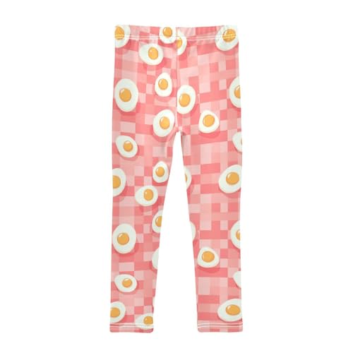 Fried Eggs Girls' Leggings Toddler Doodles Checkered Red Kids Yoga Pants Dance Active Tights 4T2