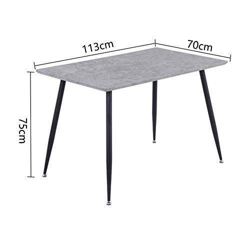 GOLDFAN Esstisch mit 4 Stühlen Essgrupp Rechteckiger Tisch und Stoff Stuhl Wohnzimmertisch Beton Design für Esszimmer Küche Grau 110cm