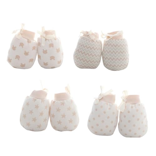 PartyKindom Infant Newborn Baby Mittens 4 Pairs Anti-grasping Gloves Soft Material Warm Mittens for Boys Girls Gentle Elastic Cuff