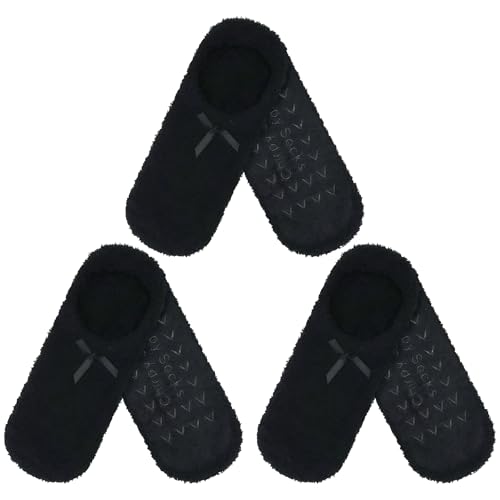 Image of BambooMN Women's Soft Fuzzy Cozy Footies Travel Home Non-Slip