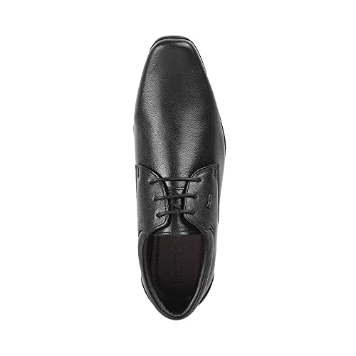 Image of Metro Men's Leather Texture Panel Stylish Lace-up Formal Shoes
