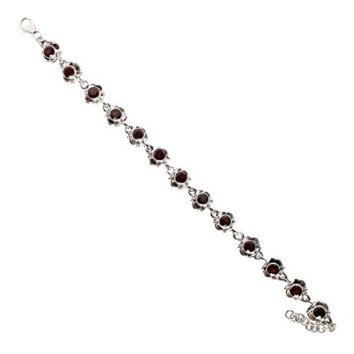 Pulsera de plata de ley 925 y granate natural anticaídas con cierre seguro