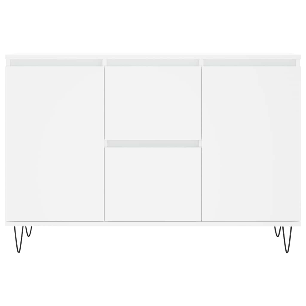 vidaXL Sideboard, Kommode mit viel Stauraum, Highboard Wohnzimmerschrank mit Eisenbeinen, Schrank Anrichte Beistellschrank, Weiß Holzwerkstoff