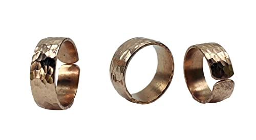 Set of 3 Hand Forged Pure Copper Rings. Made with 100% Pure Raw Untreated Copper. Tibetan Healing Ring Set.