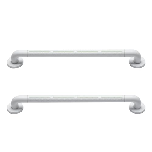 風呂 手すり、浴槽手すり、2個セット 【大型発光ライトの強化版 パイプ径35mm】 入浴 用手摺 ステンレスチューブ+抗菌ナイロン素材 穴あけ必要 モビリティエイドの安全ハンドル 老人、身体障害者、負傷者、手術後の人に適しています 浴室 立ち上がり補助 取