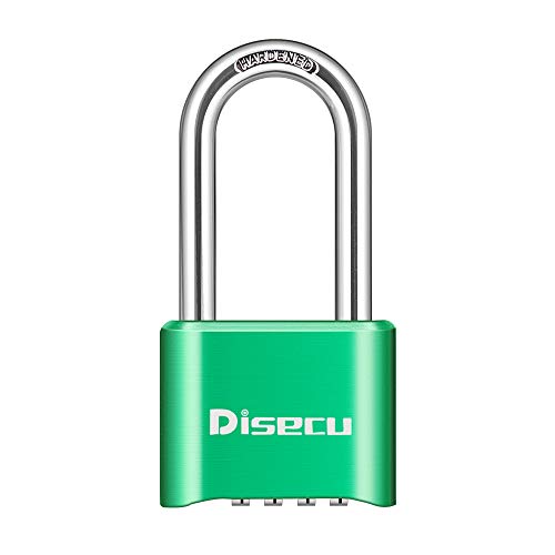 Image of 1 Pack disecu Heavy Duty 4 Digit Combination Lock, 2.5 Inch Long Shackle Outdoor Waterproof Padlock for School Gym Locker, Storage Unit, Fence, Gate, Toolbox (Green)