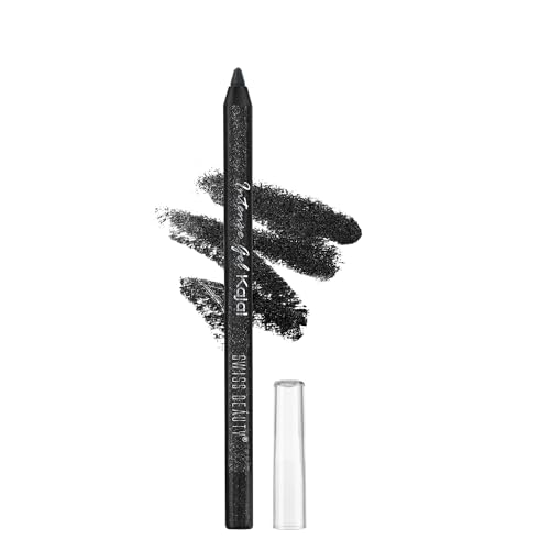 Swiss Beauty Intensegel Kajal Eyeliner, Eye Makeup, Glittery Blac...