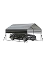 10'x15' Metal Carport, Heavy Duty Car Ports Kit for Trucks, Boats, RV, Tractor, Reinforced Frame with Anchors, Easy Assembly