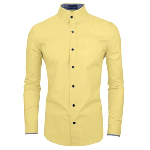 Image of Zombom Men's Solid Cotton Blend Regular Fit Full Sleeve Collared Neck Casual Shirt for Men