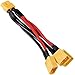 ATNSINC 2pcs XT60 Parallel Battery Connector Extension Y Splitter 3-Way 14AWG Male/Female Cable for RC Battery Motor (1 Female to 3 Male)