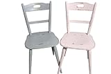 Stuhl 2x/2er Set alter Küchenstuhl/Holzstuhl/Stuhl grau und rosa 60er Jahre Landhaus Vintage Shabby Chic Möbel