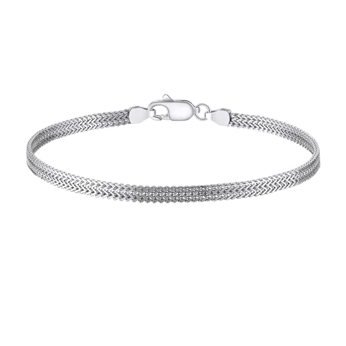 Bracelet chaîne personnalisé rhodié 2,8 mm à l'éclat durable
