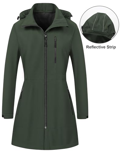 Image of CREATMO US Women's Lightweight Waterproof Long Softshell Tactical Jacket Fleece Lined Windbreaker