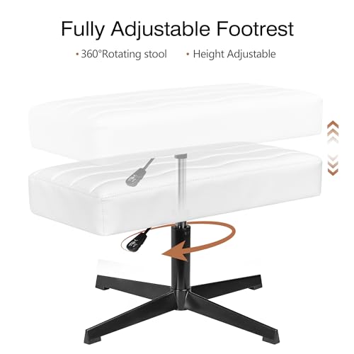 Image of VECELO Under Desk Footrest, PU Ergonomic Foot Rest with Comfort Padding, Height Adjustable for Relieving Leg Pain, Stiffness, and etc, White
