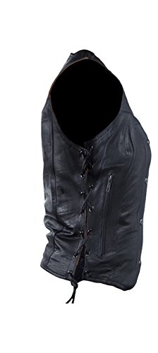 Womens 7 Pocket Naked Leather Motorcycle Vest With Gun Pockets (L, Black) #TOP3
