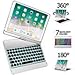 iPad Pro 10.5 Case with Keyboard 2017/ iPad Air 3rd Gen Case with Keyboard 10.5 2019, 360 Rotate 7 Color Backlit Wireless Folio Keyboard Case Cover, Auto Wake Sleep/Silent Typing, Silver