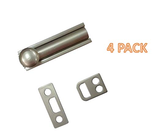 Qcaa Solid Brass Surface Bolt, 2", Satin Nickel, 4 Pack, Made In Taiwan #TOP3