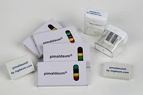 DAUMKINO® Box mit 2 Doppelsitzern mit Behälter, 2 Radiergummis und 4 Buntstift-Packungen Cover