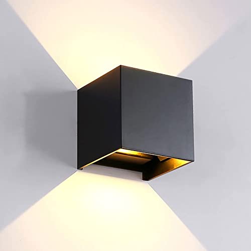 Genérico Apliques de Pared, Apliques de Pared, lámpara de Pared de 10 W, lámpara de Pared IP65, 10 cm/3,93 Pulgadas, iluminación de Pared de Aluminio con Haz de luz Ajustable, Negro Mate, 1 Pieza