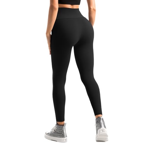Hethrone Leggings for Women, Leggings High Waisted Soft Women's Leggings for Workout Yoga Gym Black SM