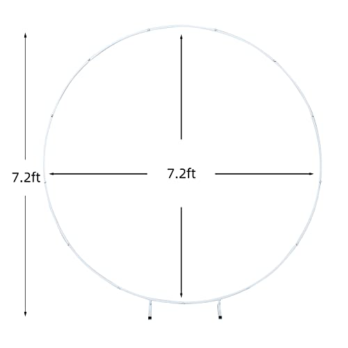 7.2Ft Round Backdrop Stand Metal Circle Wedding Balloon Arch Frame Flower Ring Arch For Wedding,Flower Balloon Arch For Wedding Graduation Christmas And Birthday Party Supplies Decorations (White) #TOP2