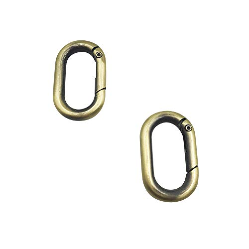 Petmall PT108 5Pcs 32Mm Bronze Metal Oval Carabiner Buckle,Spring Key Ring Snap Hooks Clip,Oval Ring cover