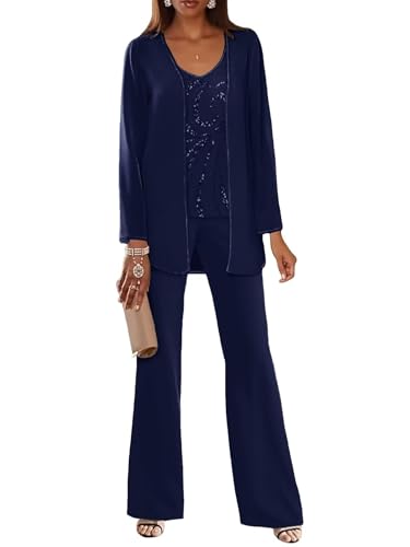 Three Piece Mother Of The Bride Pant Suit Navy