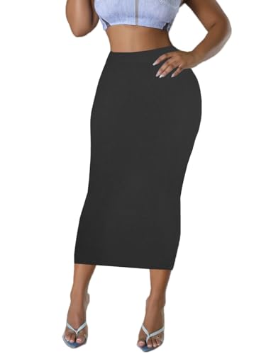 Vivicastle Women's High Waist Pencil Skirt – Office Bodycon Midi Skirt, Stretchy Polyester-Spandex, Knee Length, Multiple Sizes